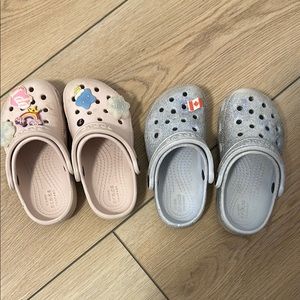 Kids Crocs Pink and Purple Sparkle Crocs